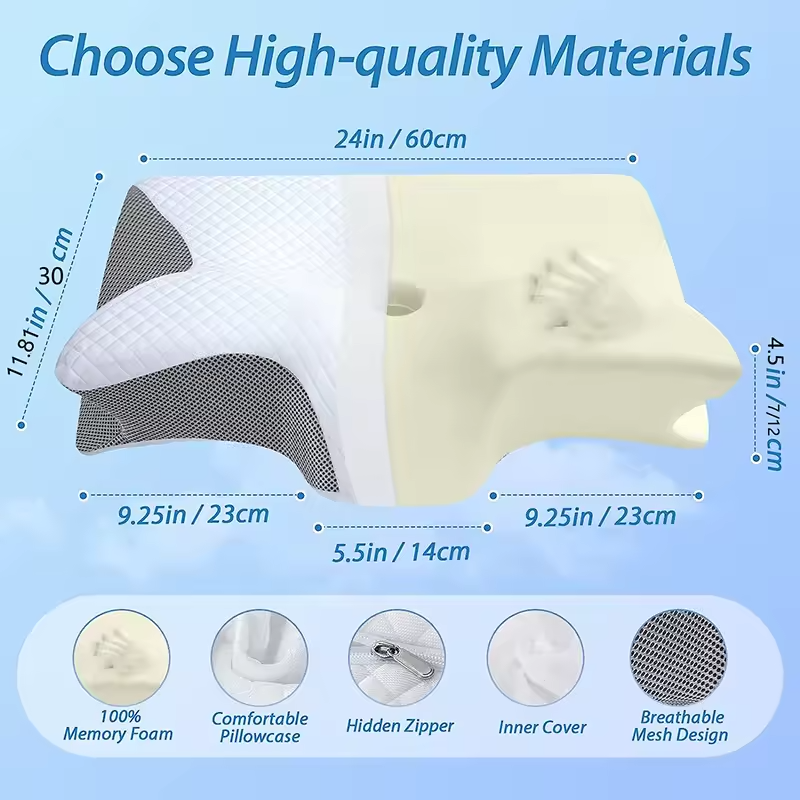 NovaRest 2-In-1 Memory Foam Orthopedic Cervical Pillow