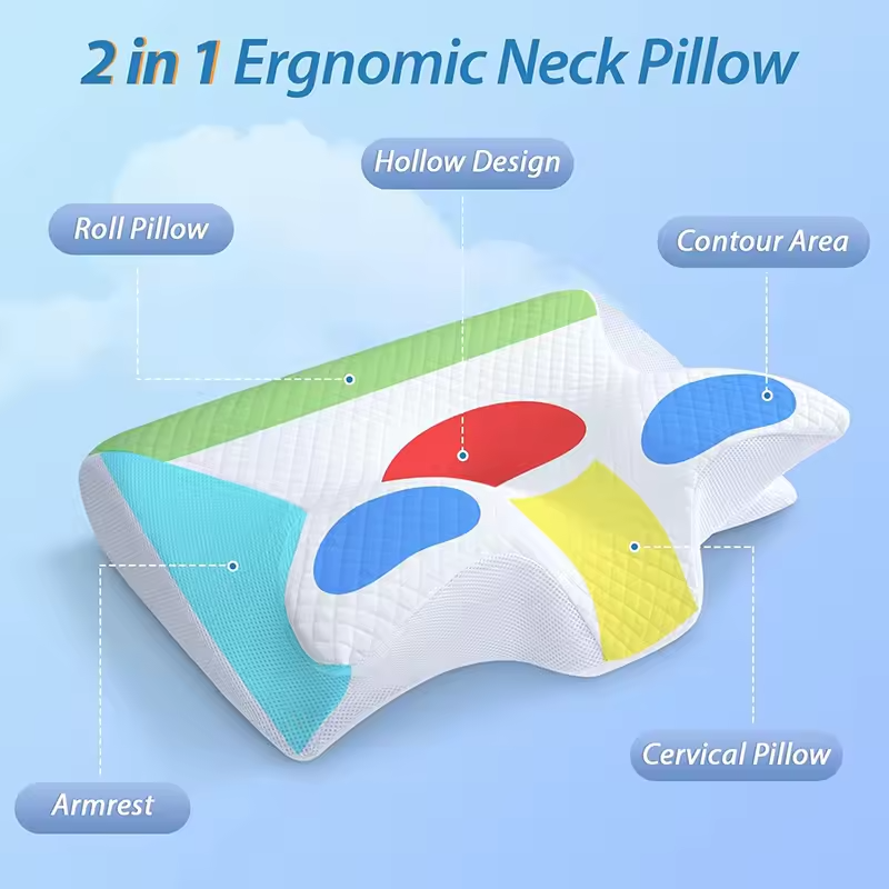 NovaRest 2-In-1 Memory Foam Orthopedic Cervical Pillow