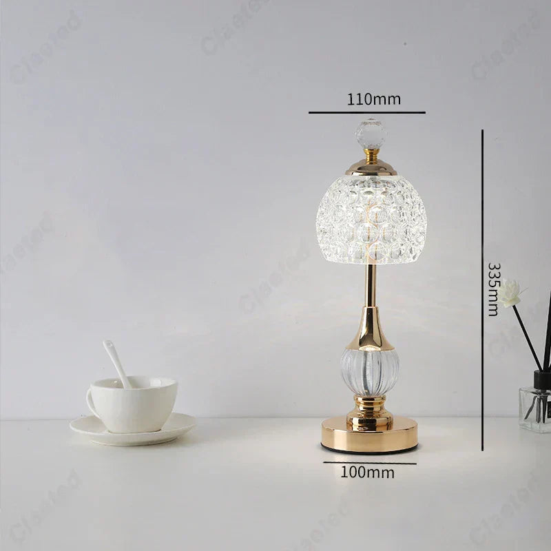 Lampa stołowa ze złotego szkła
