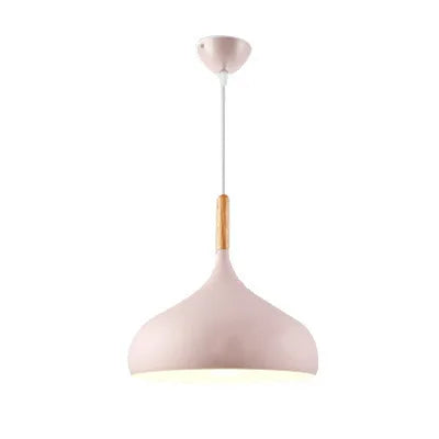 NordaLume | Nordic Colored Single-Head LED Pendant Light in Wood & Aluminum for Bedroom, Living Room, Kids' Room