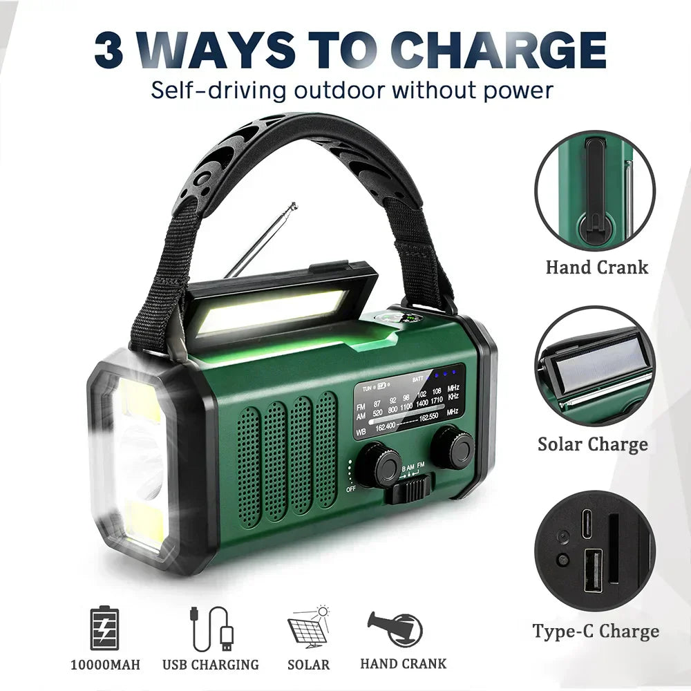 Vastara Solar Hand Crank Emergency Radio NOAA Power Bank