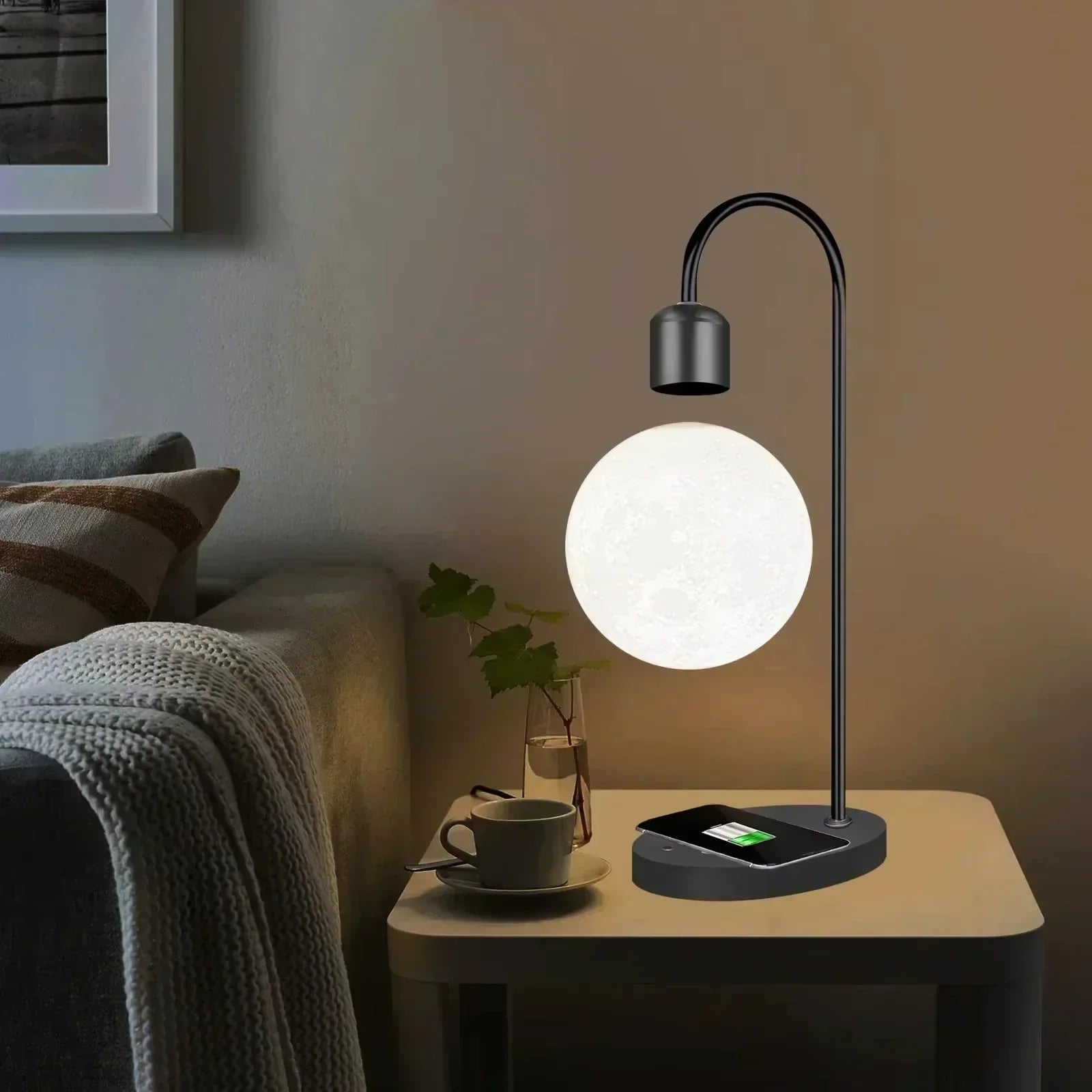 LunaFloat LED Moon Lamp with Magnetic Levitation and Wireless Charging