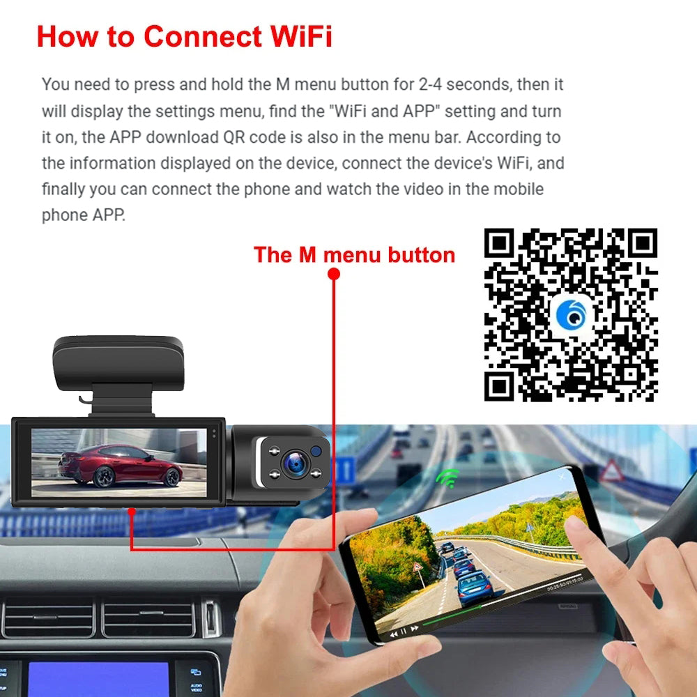 ZenDrive DuoCam 1080P WiFi Kamera Samochodowa Przednia i Wewnętrzna