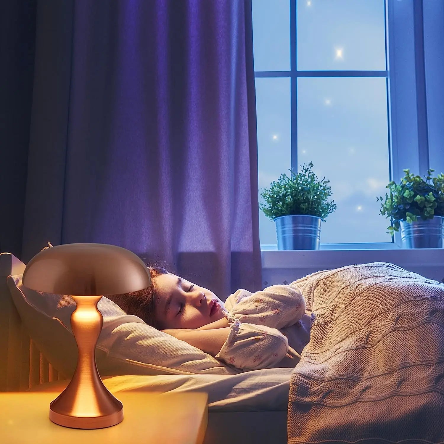 FungiGlow Sopp Berøringssensor Trådløs Bordlampe Nattlys
