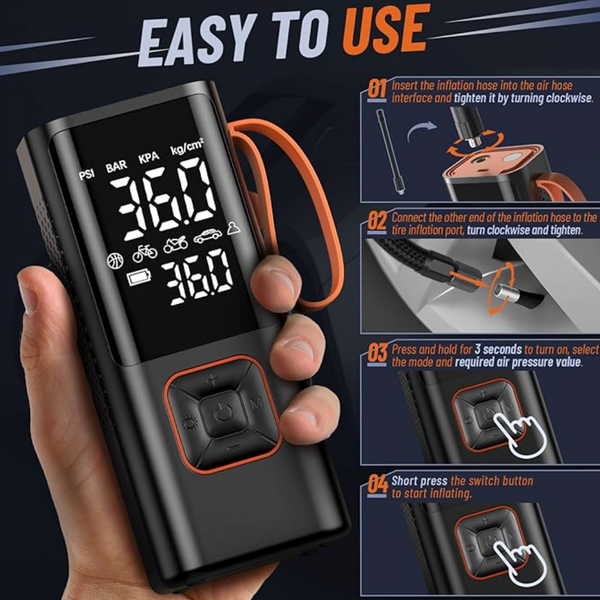 Bomba de Ar Mini Sem Fios VoltLite para Carro, Bicicleta, Bola