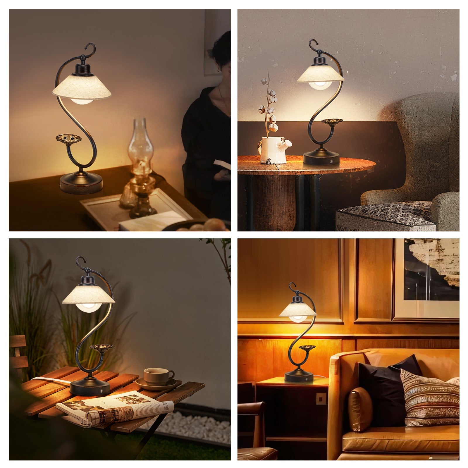 Liora | Vintage blomster bordlampe - Dimbar LED nattbordlampe
