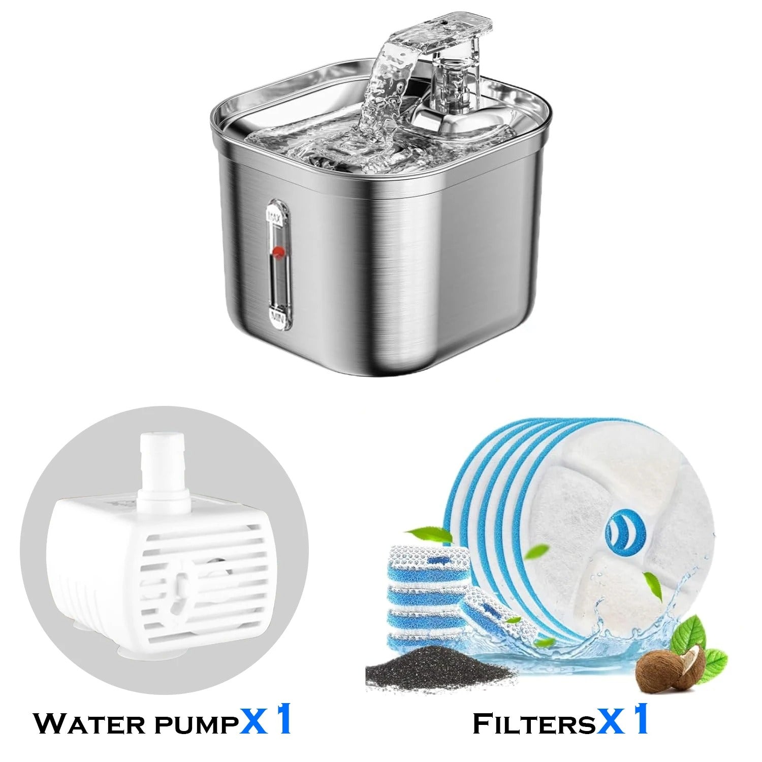 AstraFlow Auto Stainless Steel Cat Water Fountain Pro