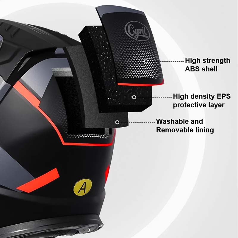 NovaGuard Dual Visor Flip-Up Helmet DOT and ECE Certified