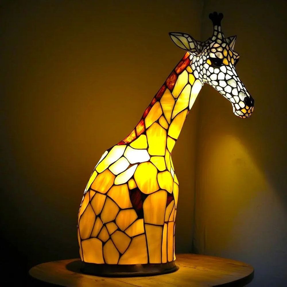 LumiFauna Stained Glass Animal Lamps — 7 Styles: Bear, Panda, Elk, Pig, Giraffe, Rabbit, Raccoon