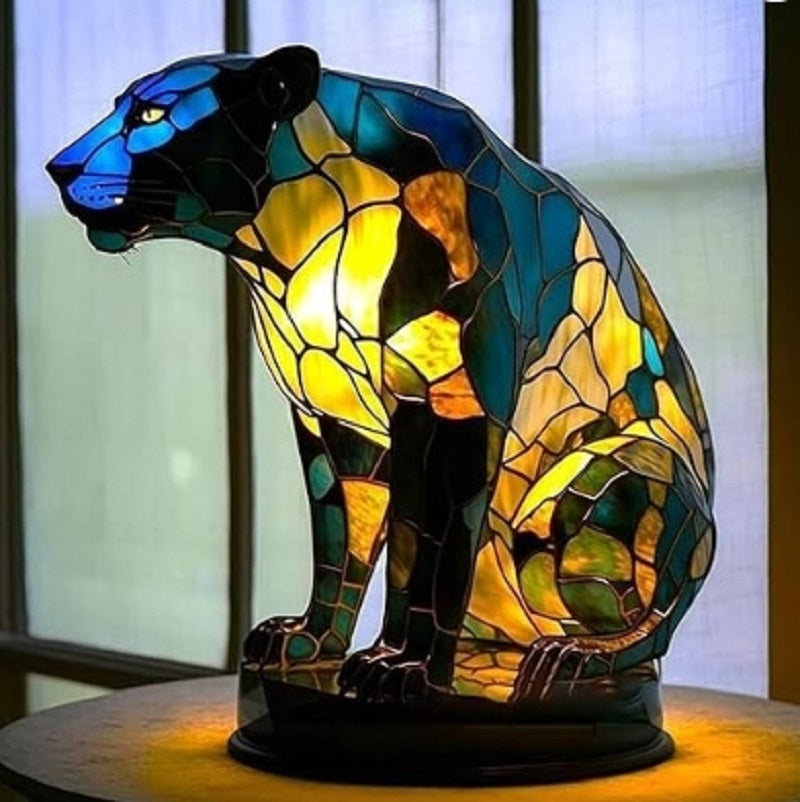 LumiFauna Stained Glass Animal Lamps — 7 Styles: Bear, Panda, Elk, Pig, Giraffe, Rabbit, Raccoon