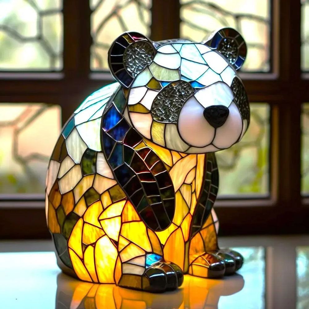 LumiFauna Stained Glass Animal Lamps — 7 Styles: Bear, Panda, Elk, Pig, Giraffe, Rabbit, Raccoon