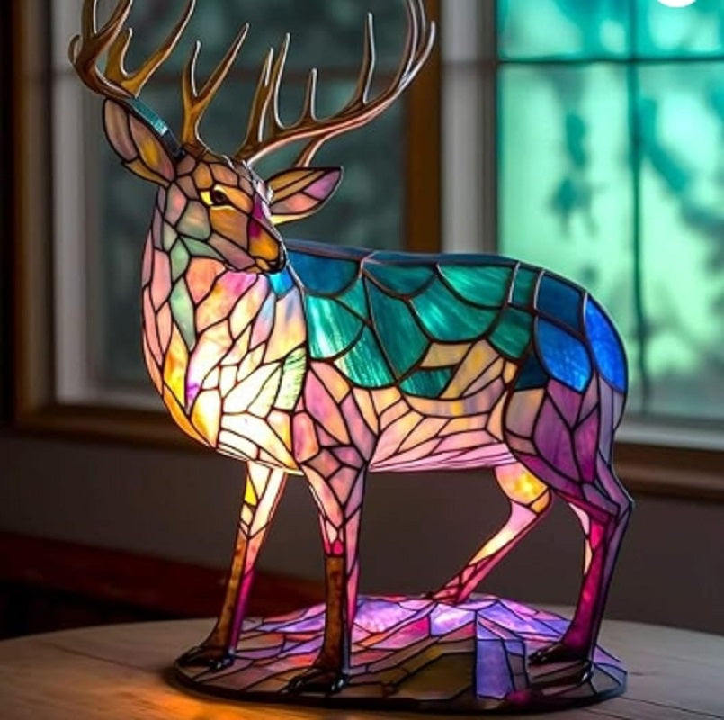 LumiFauna Stained Glass Animal Lamps — 7 Styles: Bear, Panda, Elk, Pig, Giraffe, Rabbit, Raccoon