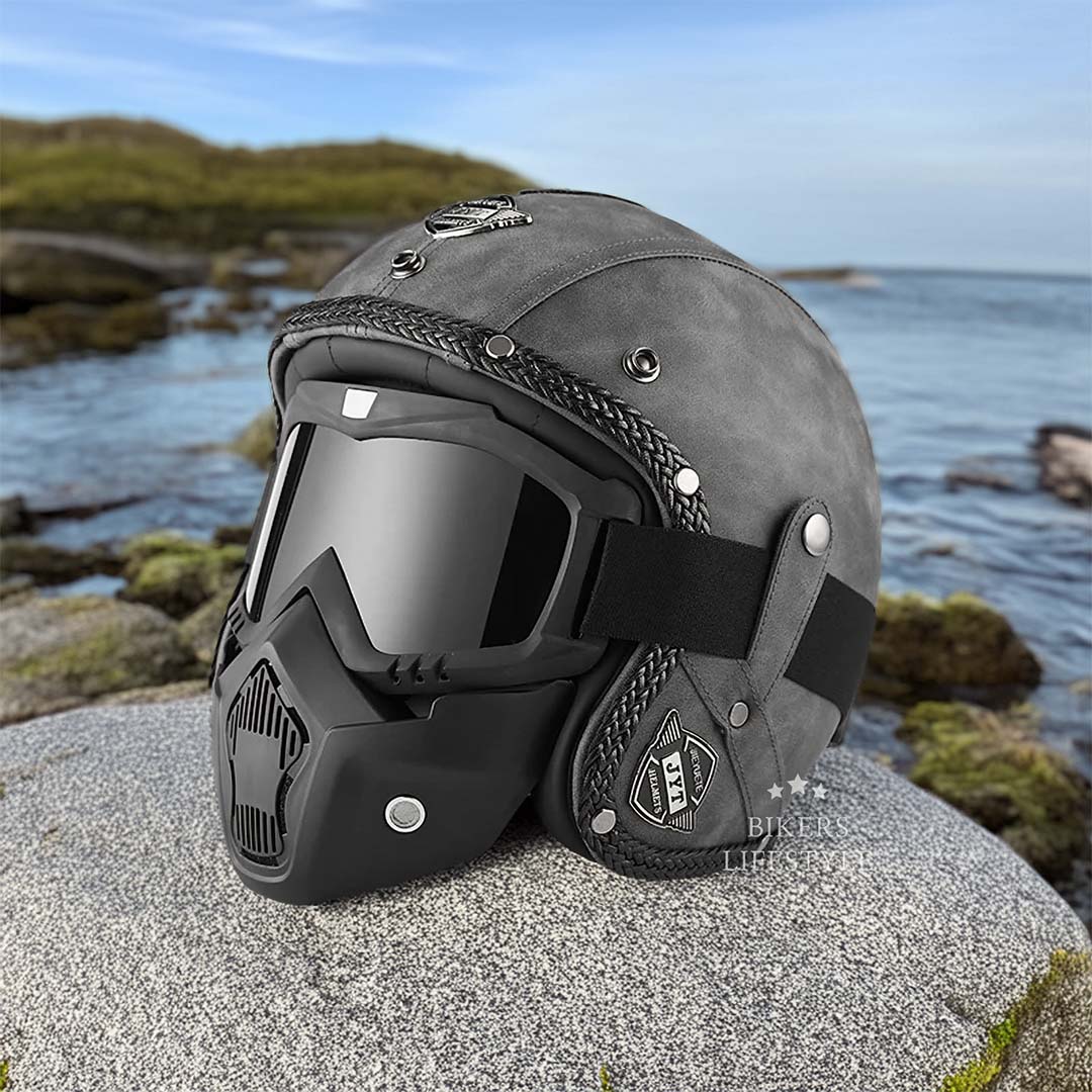 RadialRidge Retro 3/4 Helmet DOT ECE Certified Vintage