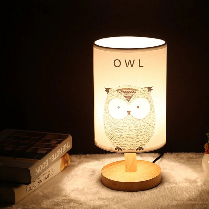 LumiVale | Wooden Bedside Lamp With Animal Shade