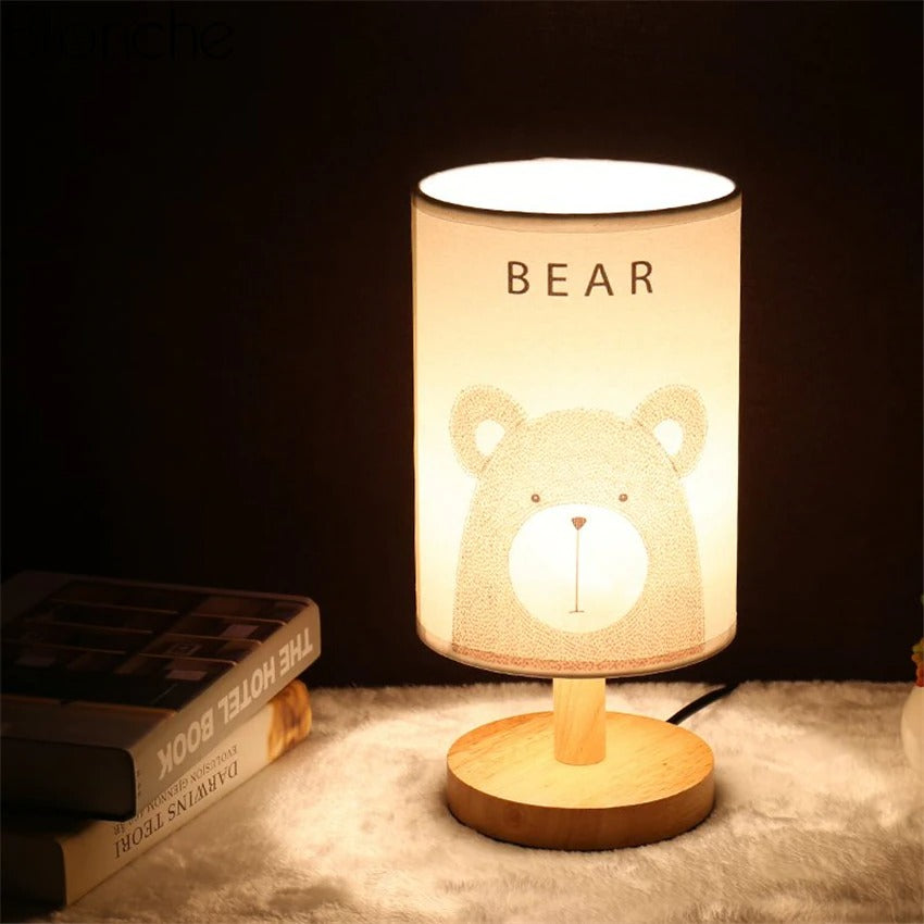 LumiVale | Wooden Bedside Lamp With Animal Shade