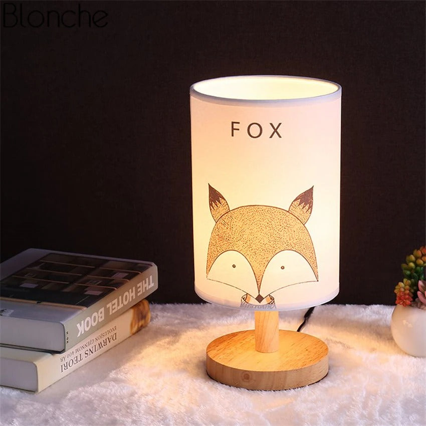 LumiVale | Wooden Bedside Lamp With Animal Shade