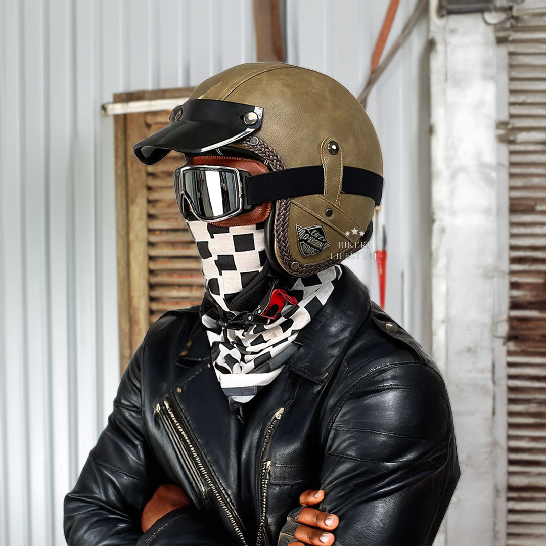 RadialRidge Retro 3/4 Helmet DOT ECE Certified Vintage