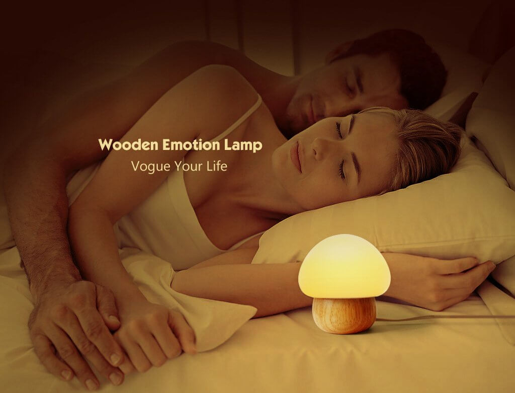 Mushroom-Shaped Wooden LED Night Light