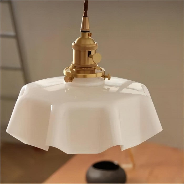 Liora Retro Krem Glass Blomstret Hengelampe