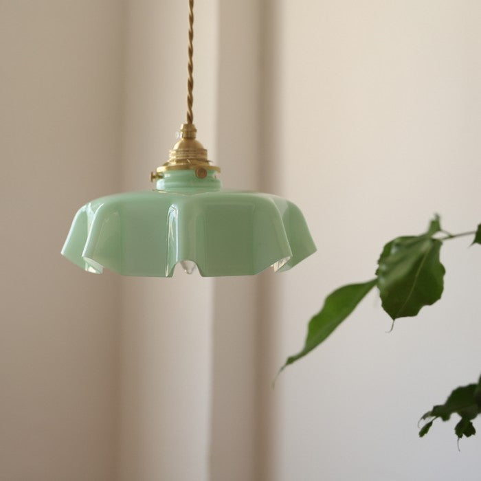 Liora Retro Krem Glass Blomstret Hengelampe
