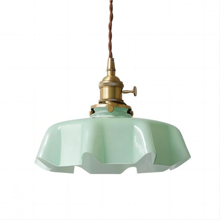 Liora Retro Krem Glass Blomstret Hengelampe