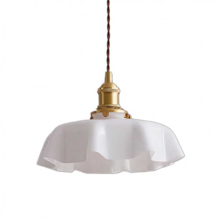 Liora Retro Krem Glass Blomstret Hengelampe