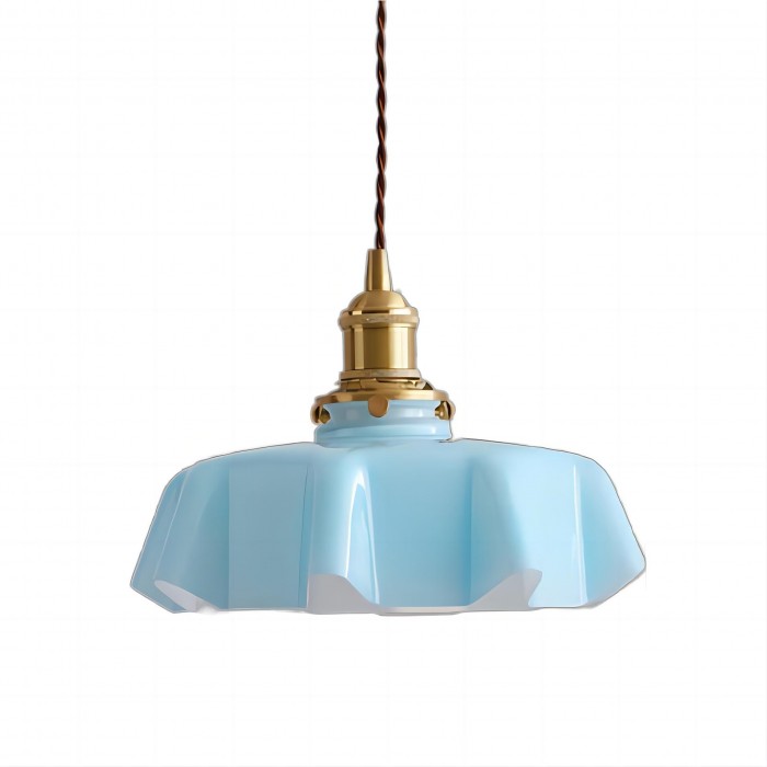 Liora Retro Krem Glass Blomstret Hengelampe