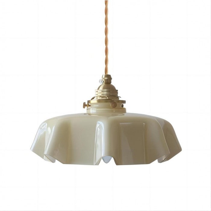 Liora Retro Krem Glass Blomstret Hengelampe