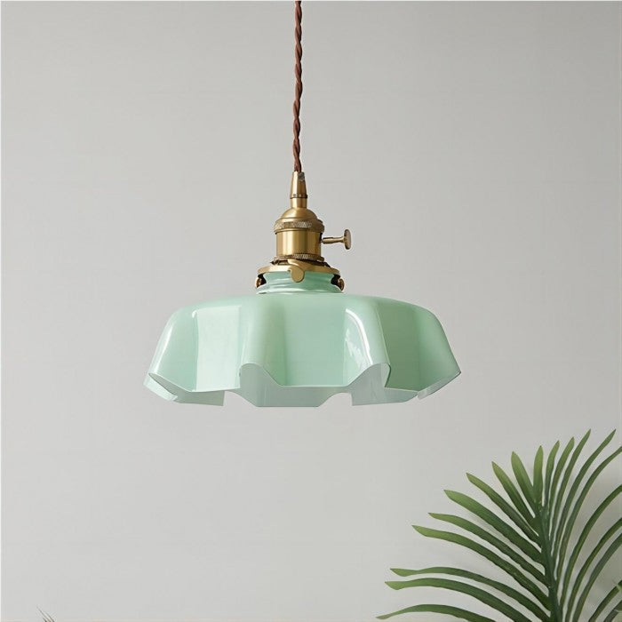 Liora Retro Krem Glass Blomstret Hengelampe