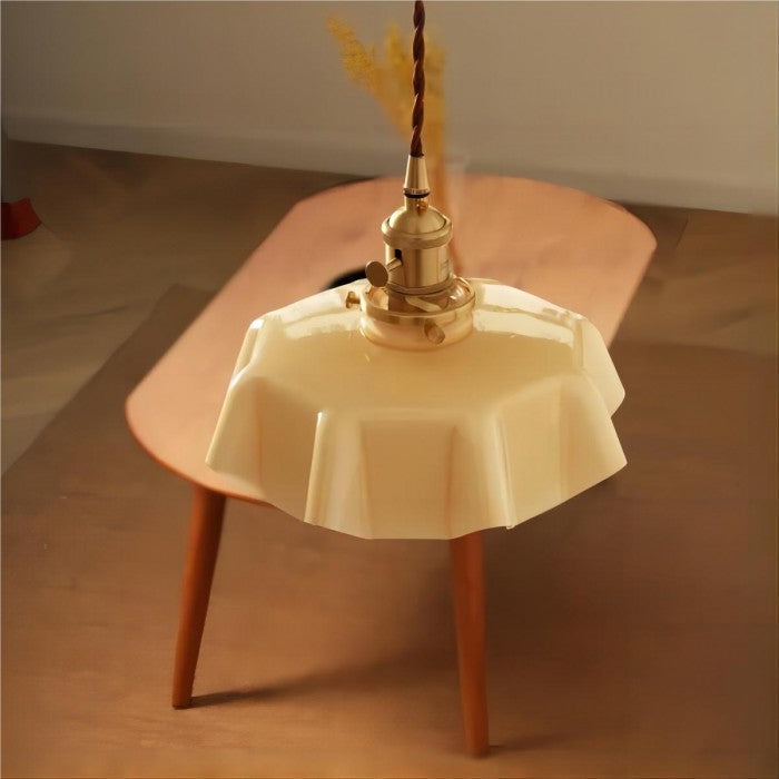 Liora Retro Krem Glass Blomstret Hengelampe