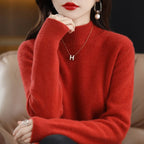 100% Cashmere Minimalist Half Turtleneck Knit Sweater – Soft Warm Basic Pullover for Autumn/Winter 14