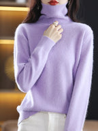 100% Mink Cashmere Turtleneck Sweater - Soft Slim Knit Pullover for Warm Elegant Autumn/Winter Style 20