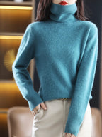 100% Mink Cashmere Turtleneck Sweater - Soft Slim Knit Pullover for Warm Elegant Autumn/Winter Style 4
