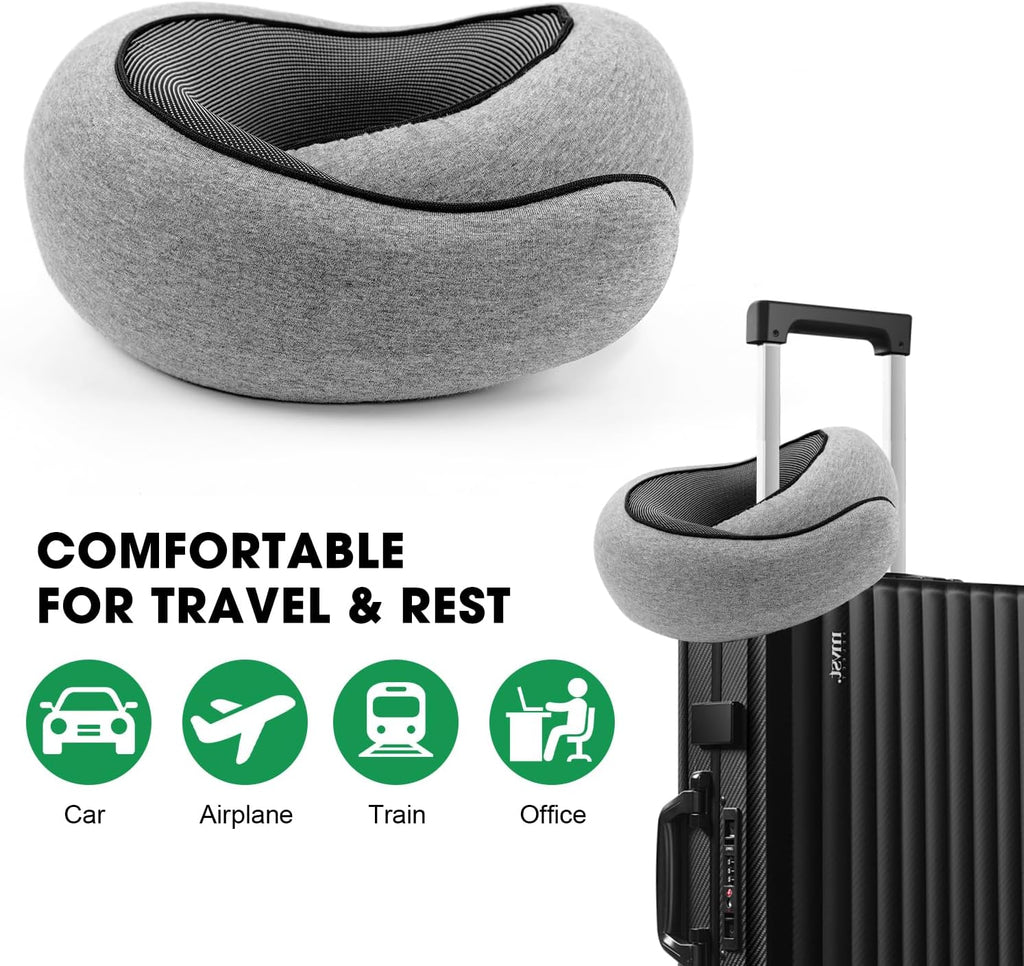 LuminaRest Memory Foam Travel Neck Pillow for Comfort