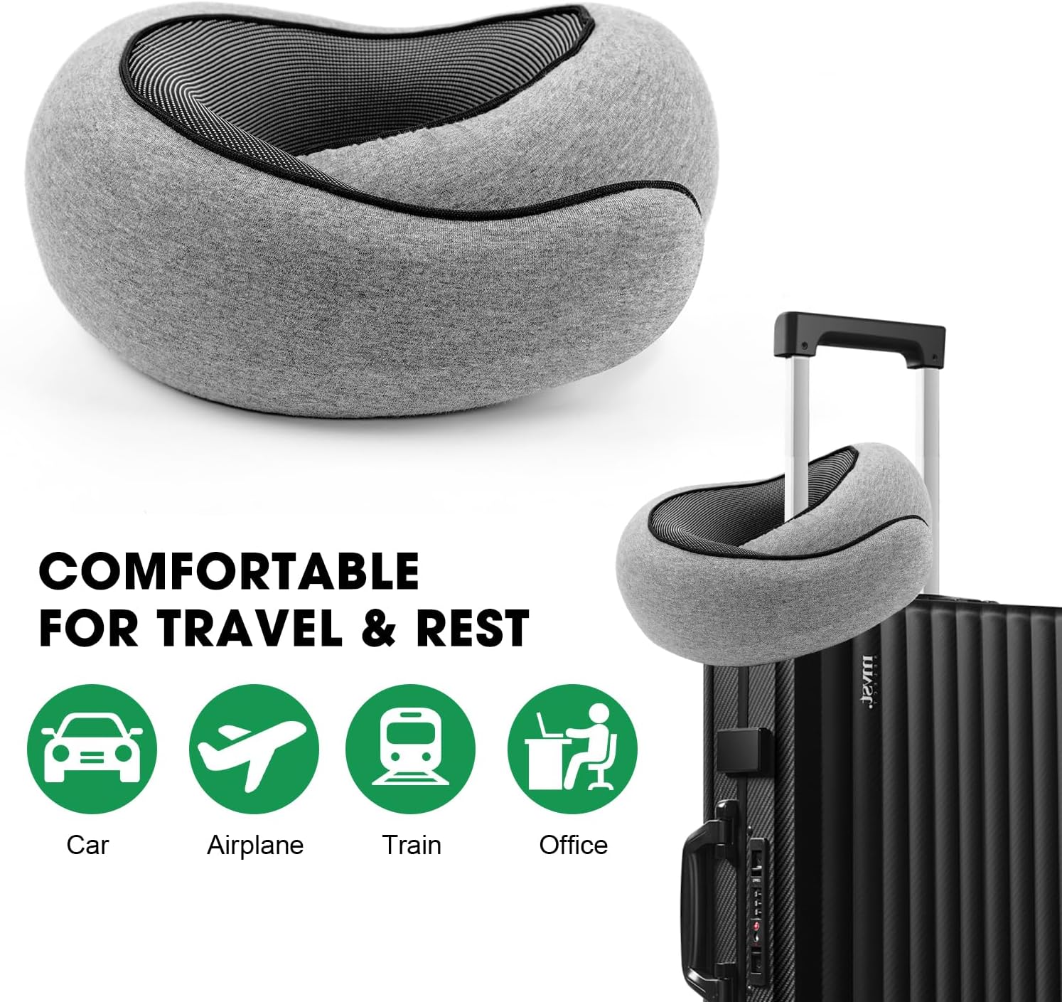 LuminaRest Memory Foam Travel Neck Pillow for Comfort