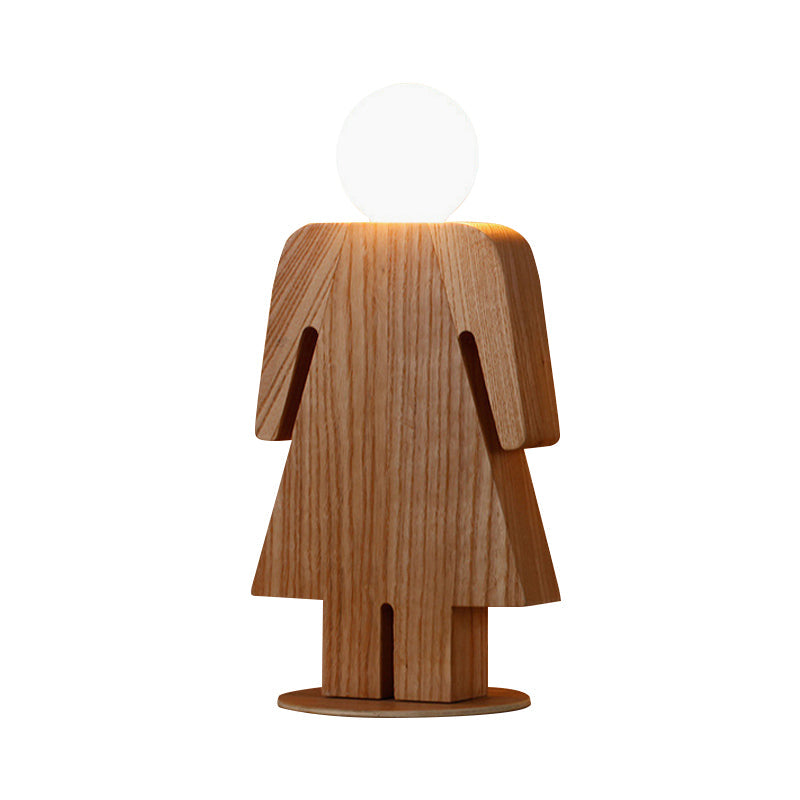 Nuvori | Modern Wooden Single-Head Plug-In Desk Lamp For Study Room In Beige