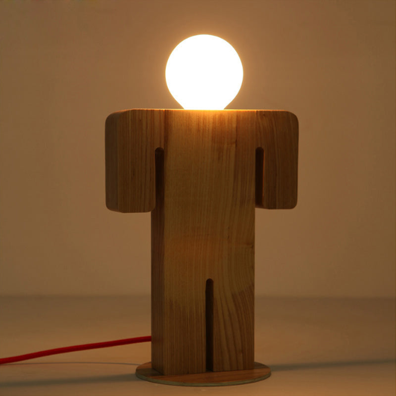 Nuvori | Modern Wooden Single-Head Plug-In Desk Lamp For Study Room In Beige