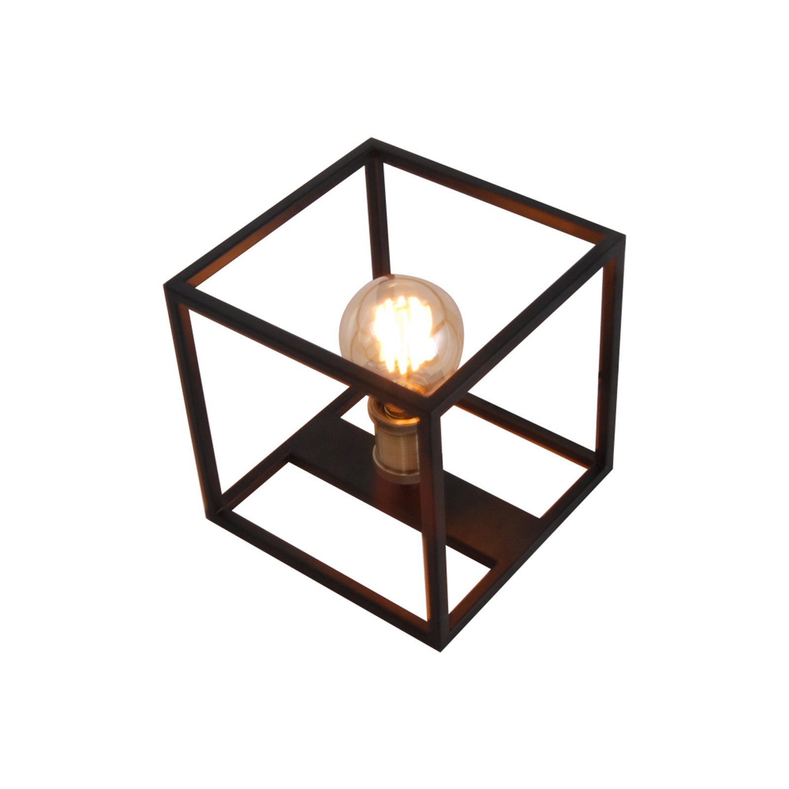 Lucen Black Modern Table Lamp With Iron Frame And Square Shade