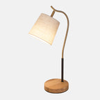 Mirae | Barrel-Shaped Fabric Nightstand Lamp With Gooseneck Arm, Single-Bulb