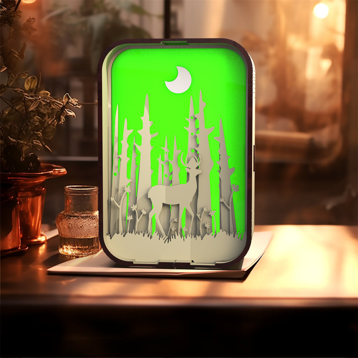 Willowbrook | Deer Wood-Carved Tabletop Night Light