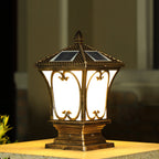 Bellaro | Vintage Flared Frosted Glass Solar LED Garden Post Light