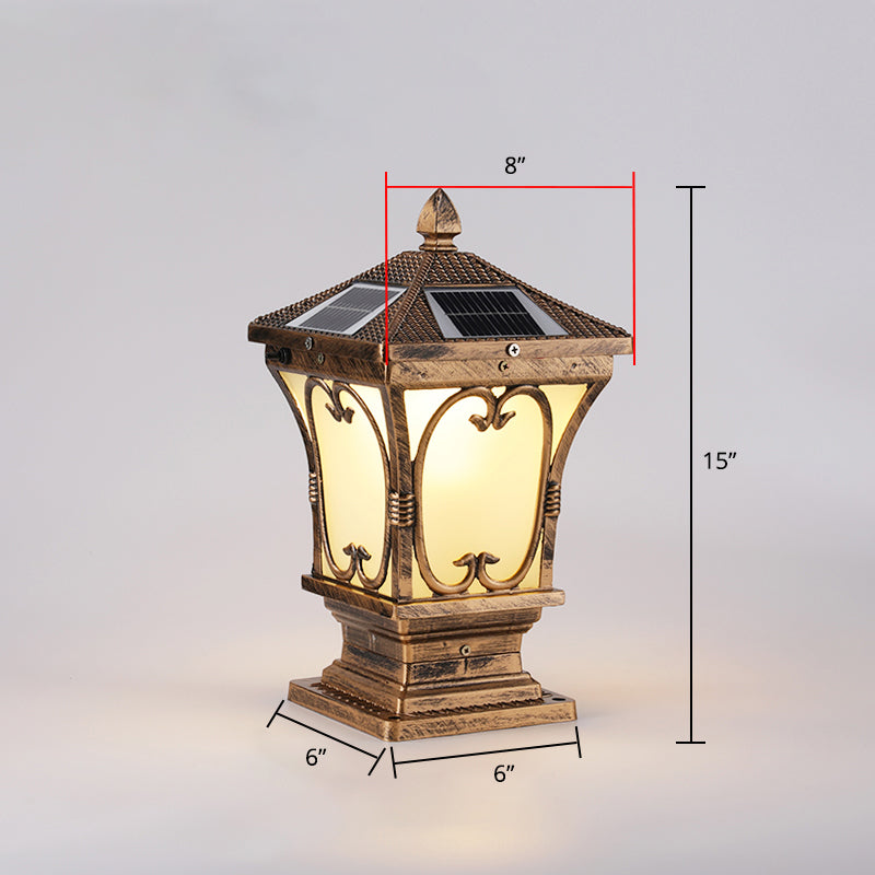 Bellaro | Vintage Rozszerzana Matowa Szklana Solarna Lampa Ogrodowa na Słup