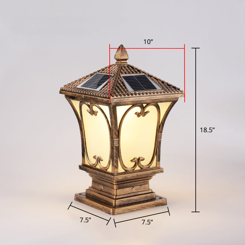 Bellaro | Vintage Rozszerzana Matowa Szklana Solarna Lampa Ogrodowa na Słup