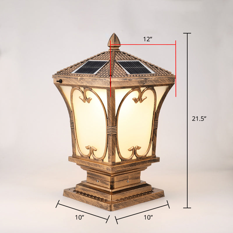 Bellaro | Vintage Rozszerzana Matowa Szklana Solarna Lampa Ogrodowa na Słup