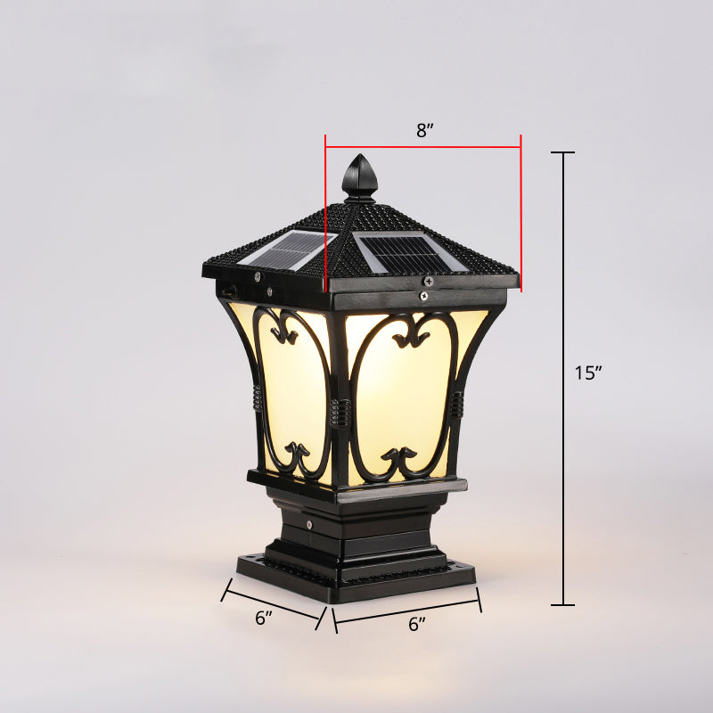 Bellaro | Vintage Rozszerzana Matowa Szklana Solarna Lampa Ogrodowa na Słup