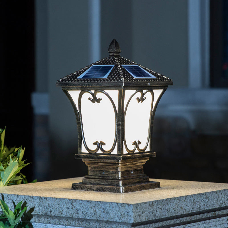 Bellaro | Vintage Rozszerzana Matowa Szklana Solarna Lampa Ogrodowa na Słup