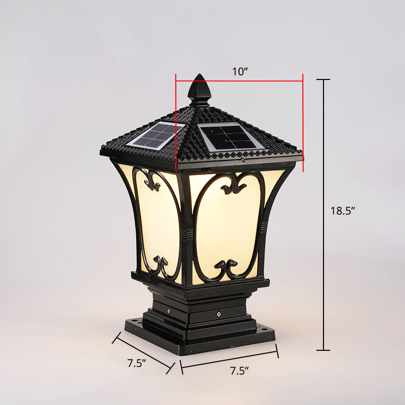 Bellaro | Vintage Rozszerzana Matowa Szklana Solarna Lampa Ogrodowa na Słup