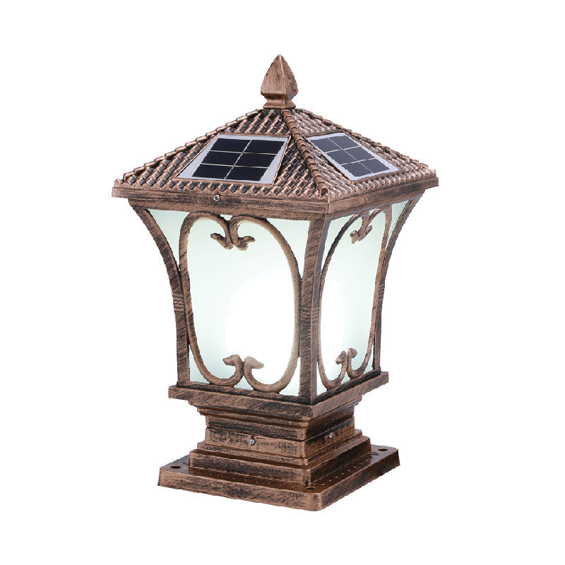 Bellaro | Vintage Rozszerzana Matowa Szklana Solarna Lampa Ogrodowa na Słup