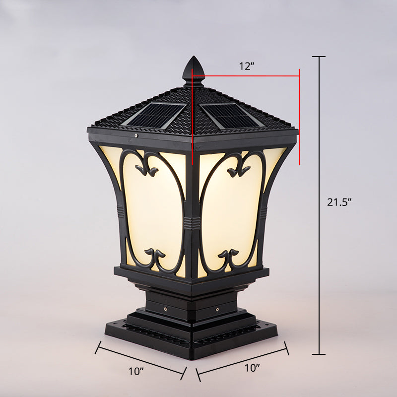 Bellaro | Vintage Rozszerzana Matowa Szklana Solarna Lampa Ogrodowa na Słup
