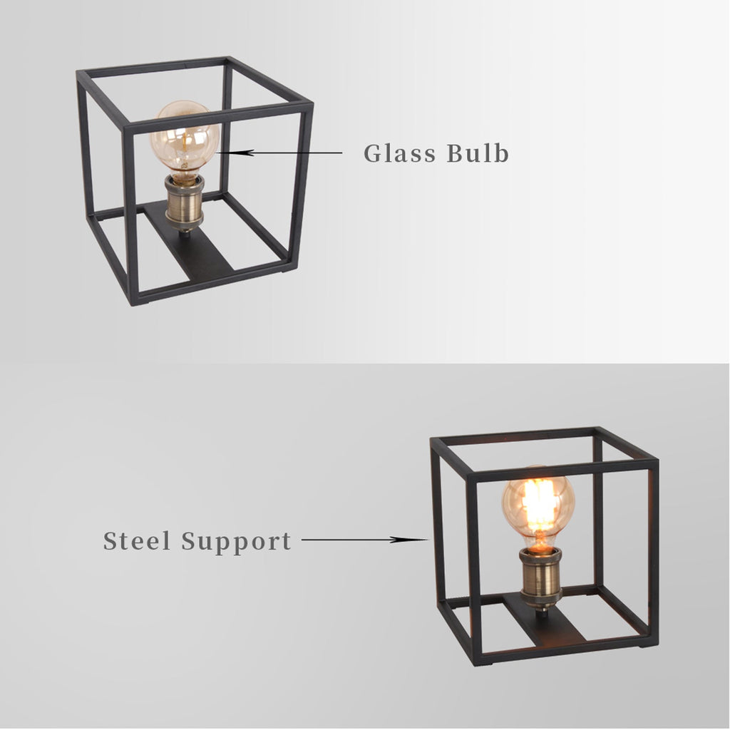 Lucen svart moderne bordlampe med jernramme og firkantet skjerm